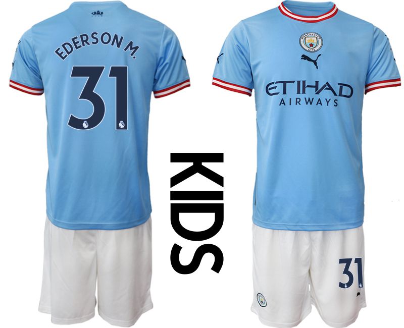 Youth 2022-2023 Club Manchester City home blue #31 Soccer Jersey->youth soccer jersey->Youth Jersey
